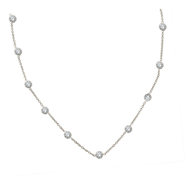 ZIRCONITE 10-STATION CUBIC ZIRCONIA STERLING SILVER NECKLACE