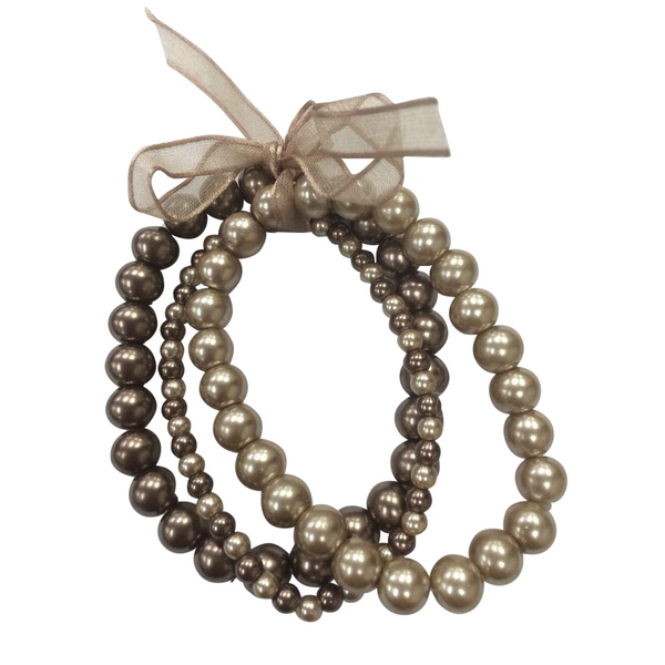 Zirconite 3row Glass Pearl Bracelets