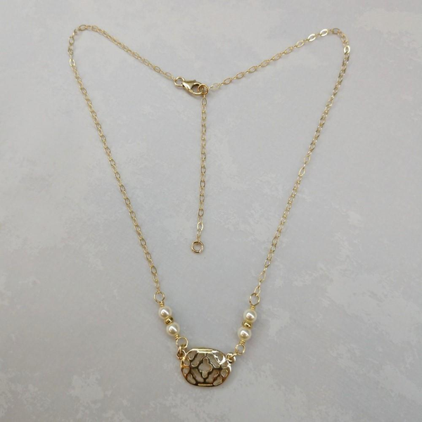 14 K Gold Filled Adjustable Filigree Pearl Choker As Seen on Tv Molly Ringwald