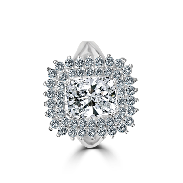 Zirconite 2ct (9x7mm) Emerald Double Halo Ring