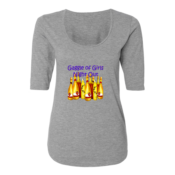Ladies 3/4 Sleeve Scoopneck
