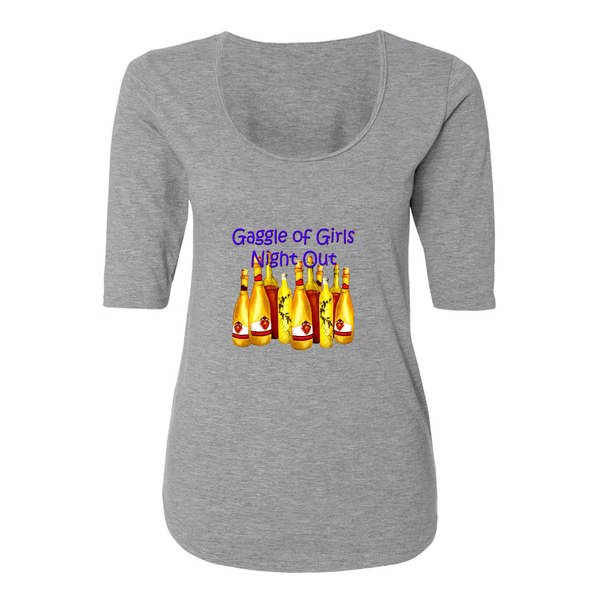 Ladies 3/4 Sleeve Scoopneck