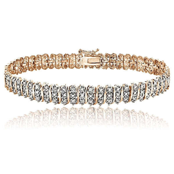Rose Gold Tone 1 Ct TDW Diamond S Pattern Tennis Bracelet